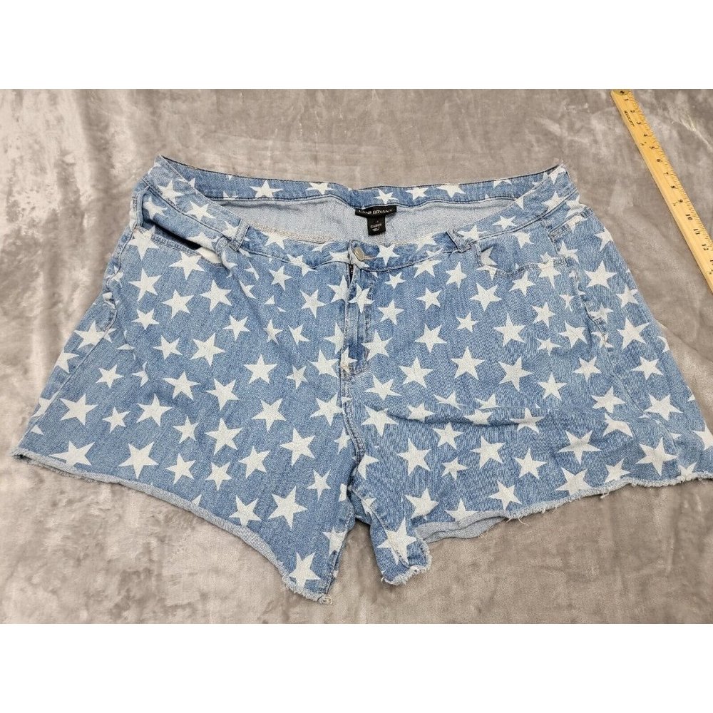 Lane Bryant Star Print Jean Shorts Women’s‎ sz 26 Cutoff Denim Patriotic Summer
